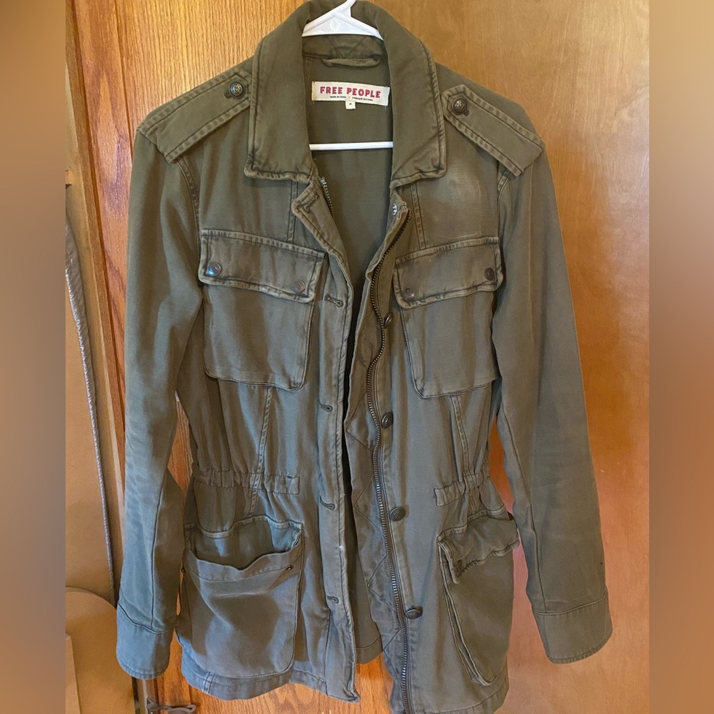 Free People army green utility jacket